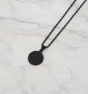The Northstar Compass Pendant Necklace (Black)