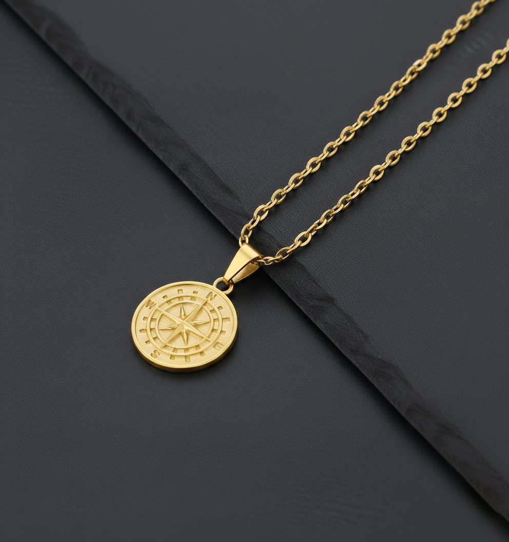 The Northstar Compass Pendant Necklace (Gold)