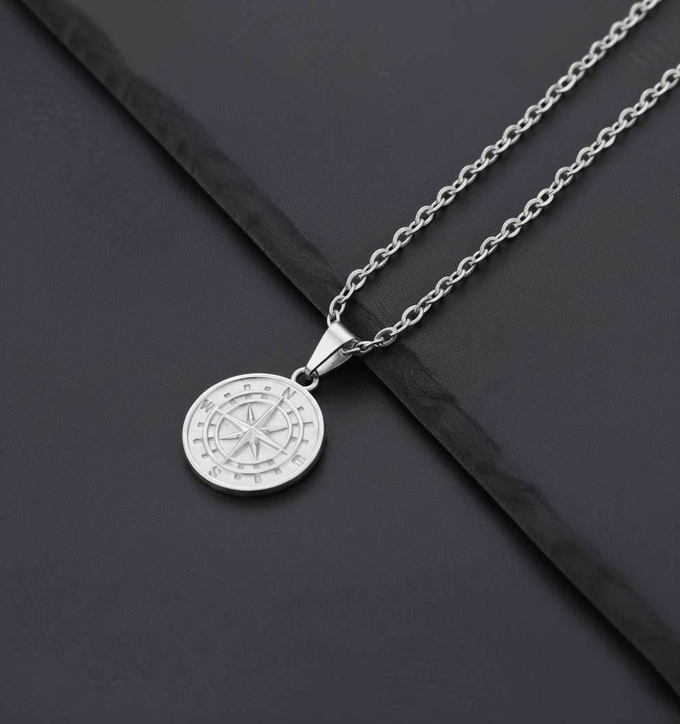 The Northstar Compass Pendant Necklace (Silver)