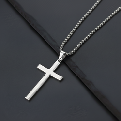 ARMR Pillar silver cross pendant necklace, men's jewellery