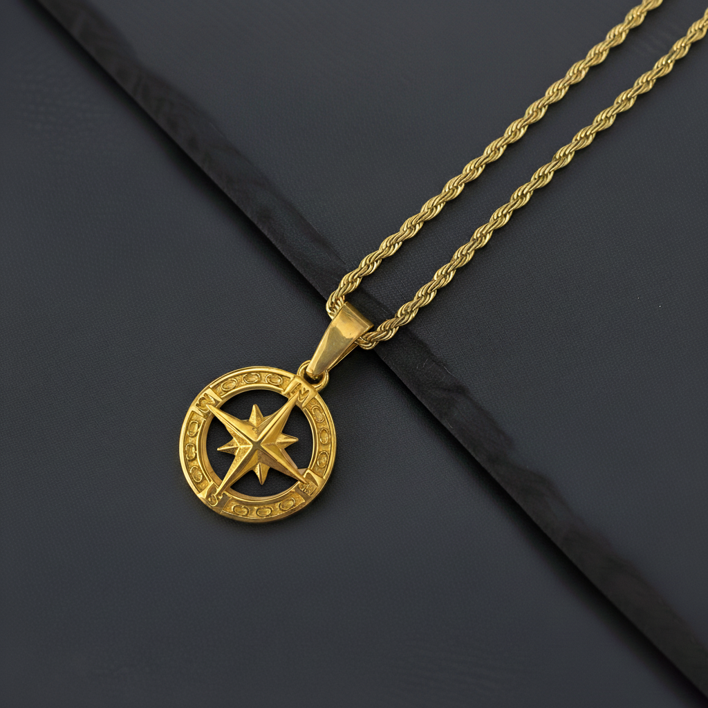 The Guiding Compass Pendant Necklace (Gold)