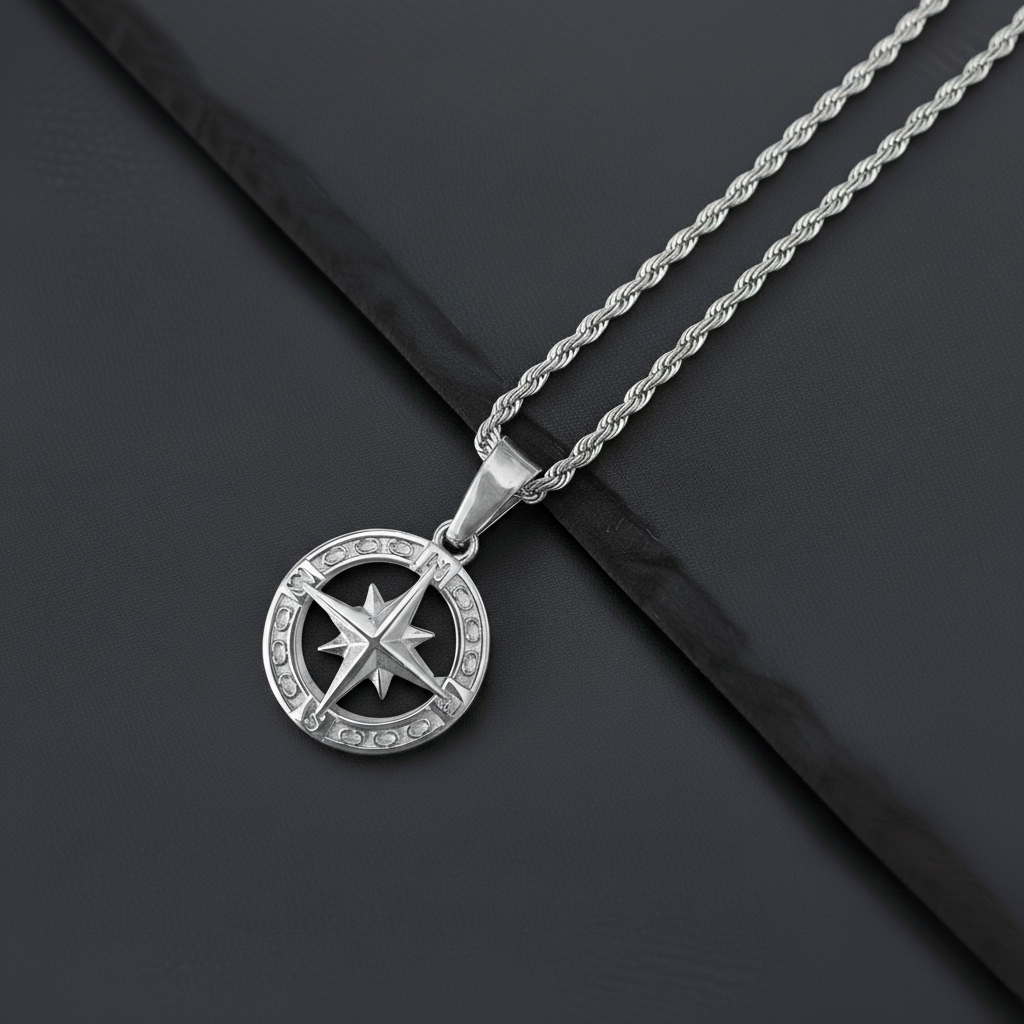 The Guiding Compass Pendant Necklace (Silver)